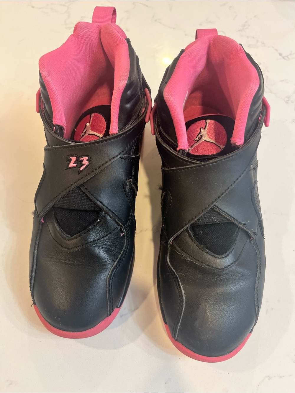 Jordan Kids Black and Pink Athletic Sneakers